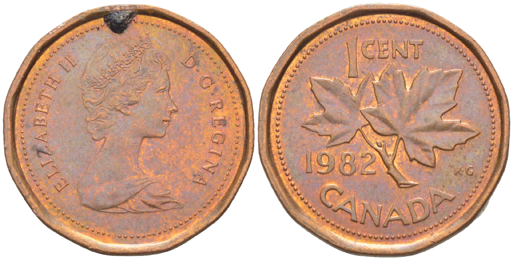 Канада 1 цент 1982 Елизавета II (1952-2022), кленовый лист KM 132 бронза 4181-1264
