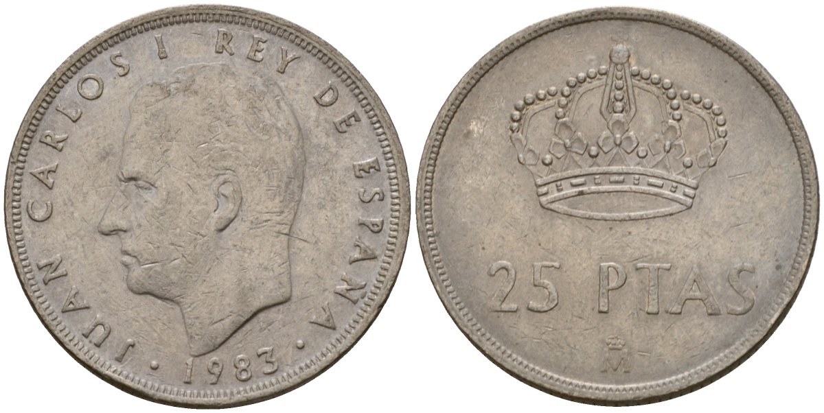 Испания 25 песет 1983 Хуан Карлос I (1975-2014) KM 824 медно-никель 181-1117