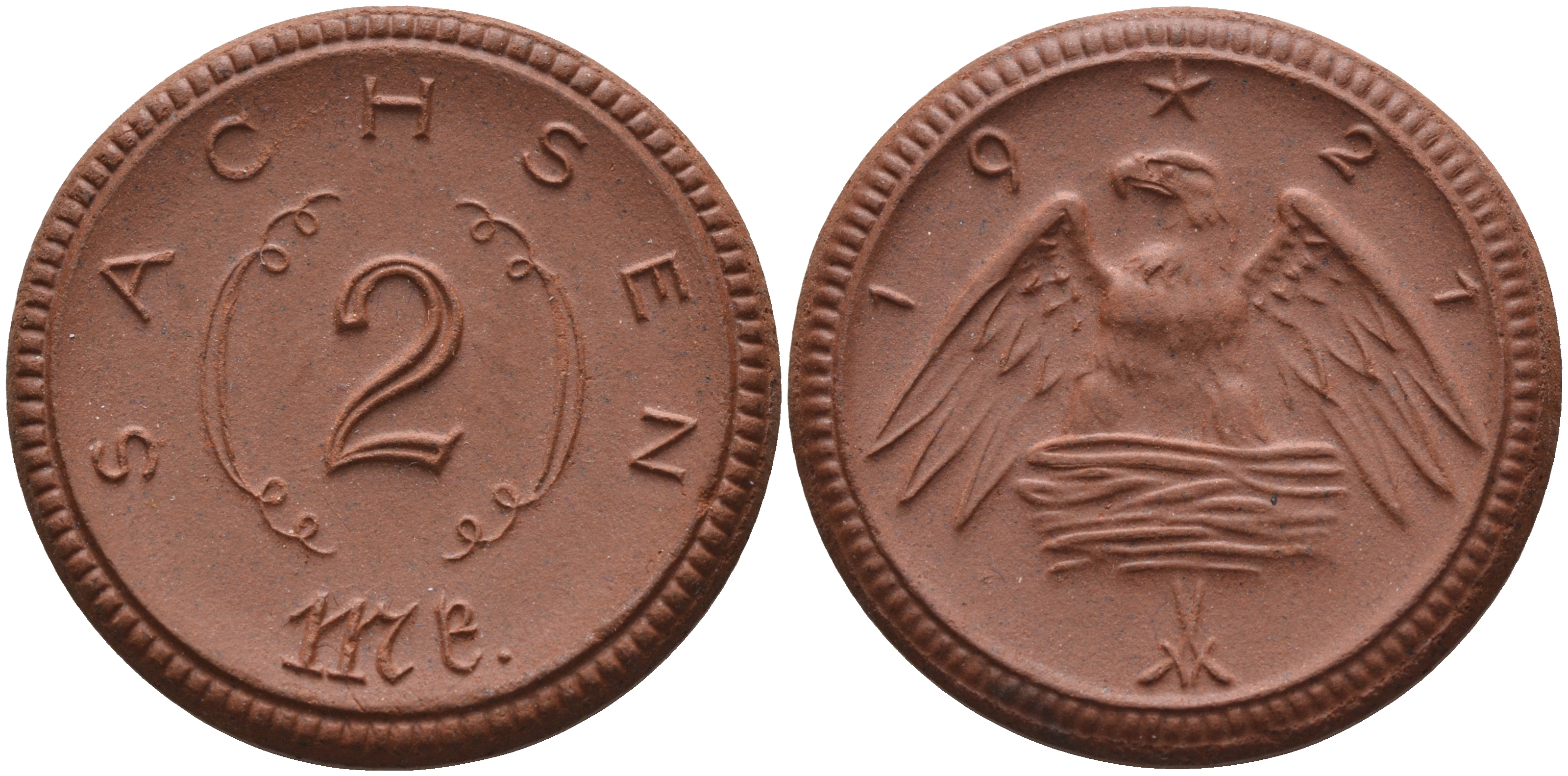 Саксония 2 марки 1921 J. N 56 фарфор 1094-2-85