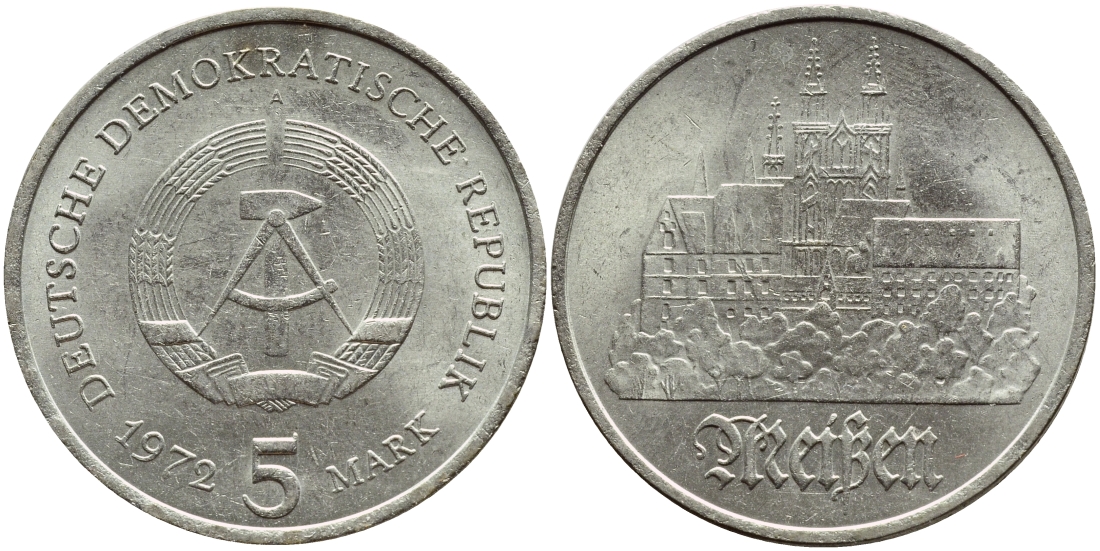 ГДР 5 марок 1972 А, Мейсенский собор KM 37, J. 1543 медно-никель aUNC 3999-424