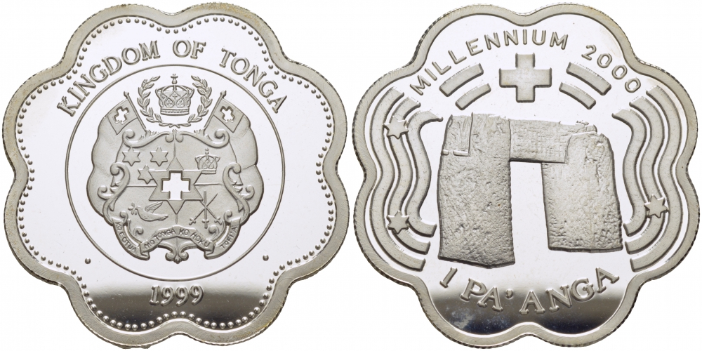 Тонга 1 паанга 1999 миллениум KM 176 серебро PROOF 1077-8-14