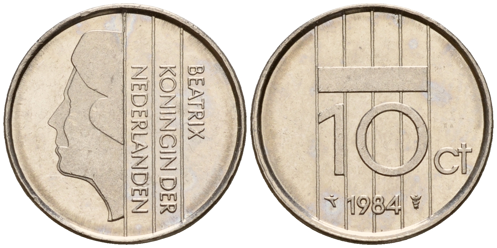 Нидерланды 10 центов 1984 Беатрикс (1980-2013) KM 203 никель    4598-358