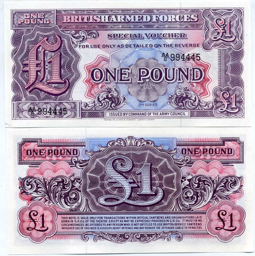 Англия 1 фунт 1948 для вооружённых сил, серия  2 Pick M22 бумага UNC (пресс) 450-33-2