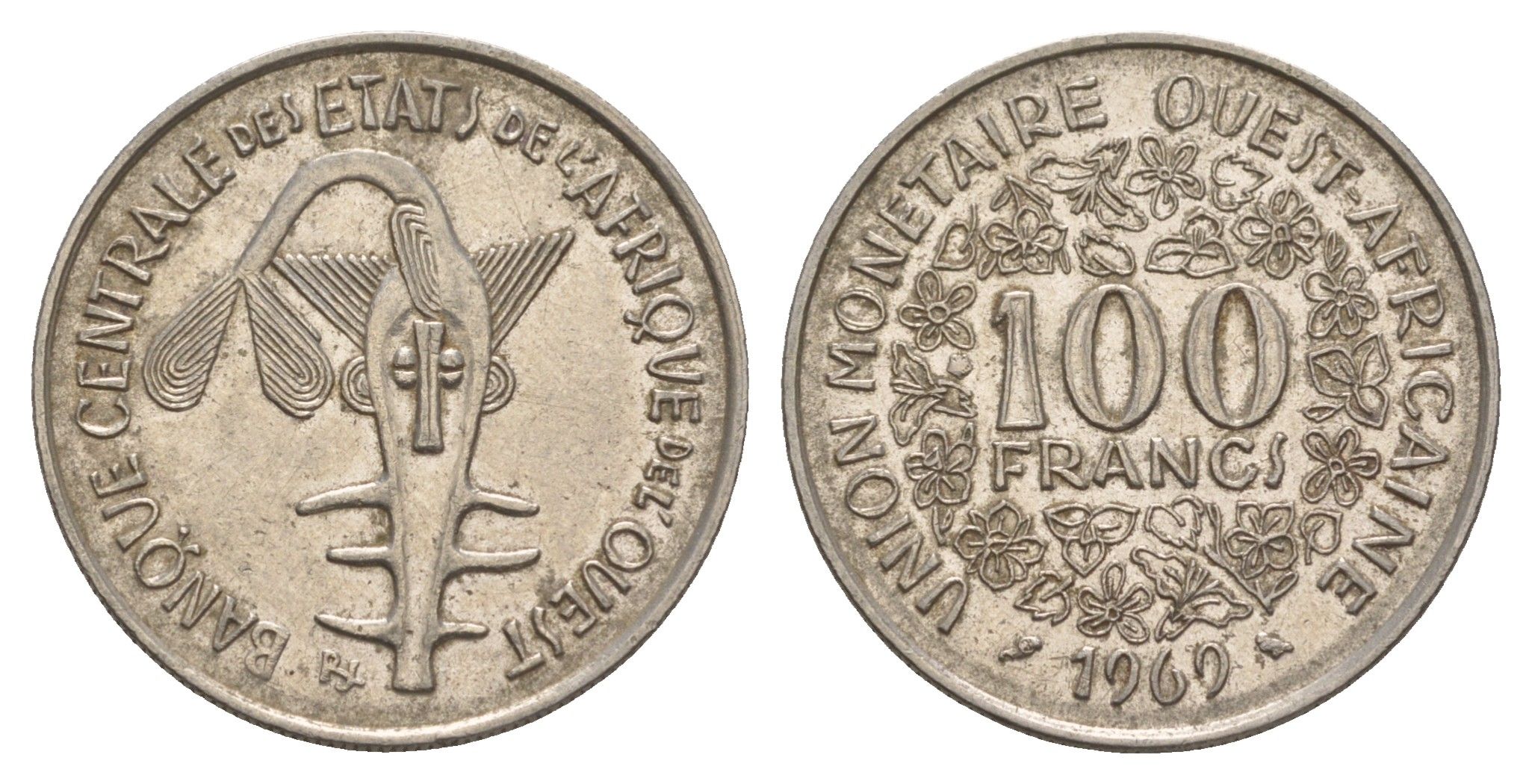 Западная Африка (BCEAO) 100 франков 1969 KM 4 никель 4656-913
