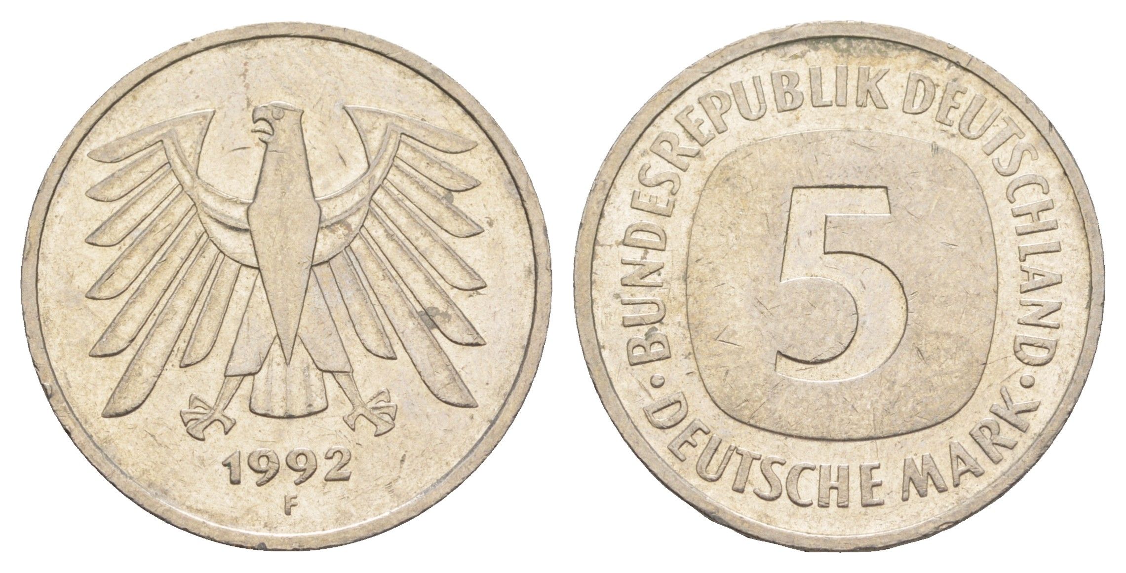 Германия 5 марок 1992 F KM 140.1 медно-никель 4641-845