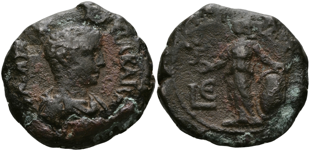 Римская Империя, Провинция Египет тетрадрахма 221 - 222 Александр Север в ранге цезаря / богиня Афина, Александрия Very fine Kamp/Gansch 62.5 биллон 1073-9-91