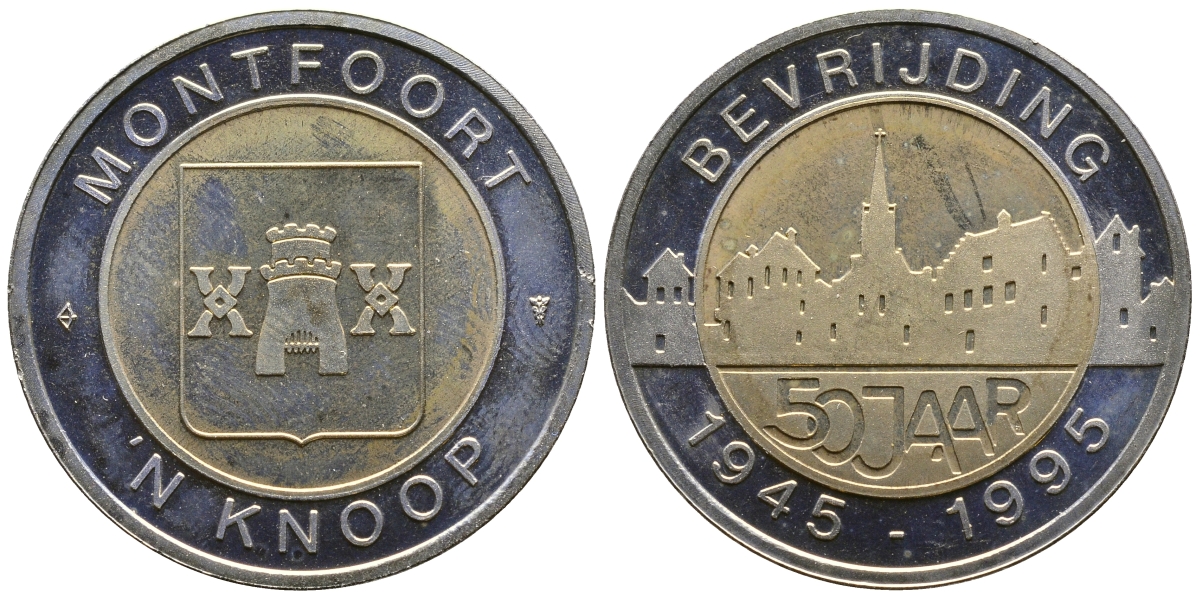 Нидерланды жетон 1995 50 лет освобождения (1945-1995)  биметалл  UNC  4557-743