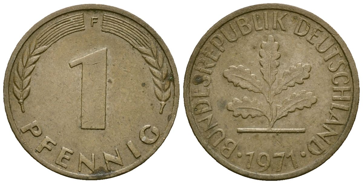 Германия 1 пфенниг 1971 F KM 105 сталь плакированная медью 4174-118