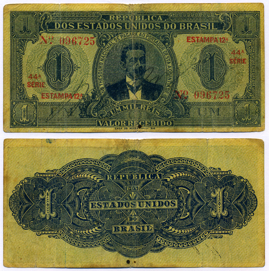 БРАЗИЛИЯ 1 МИЛ РЕЙС 1921 СЕРИЯ 12A Pick 8 бумага 8564-43-3