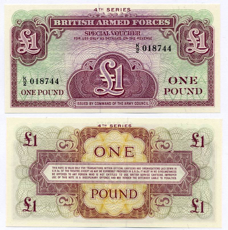 АНГЛИЯ 1 ФУНТ 1962 ДЛЯ ВООРУЖЕННЫХ СИЛ, ЧЕТВЕРТАЯ СЕРИЯ Pick M36 бумага UNC (ПРЕСС) 7486-29-3-2