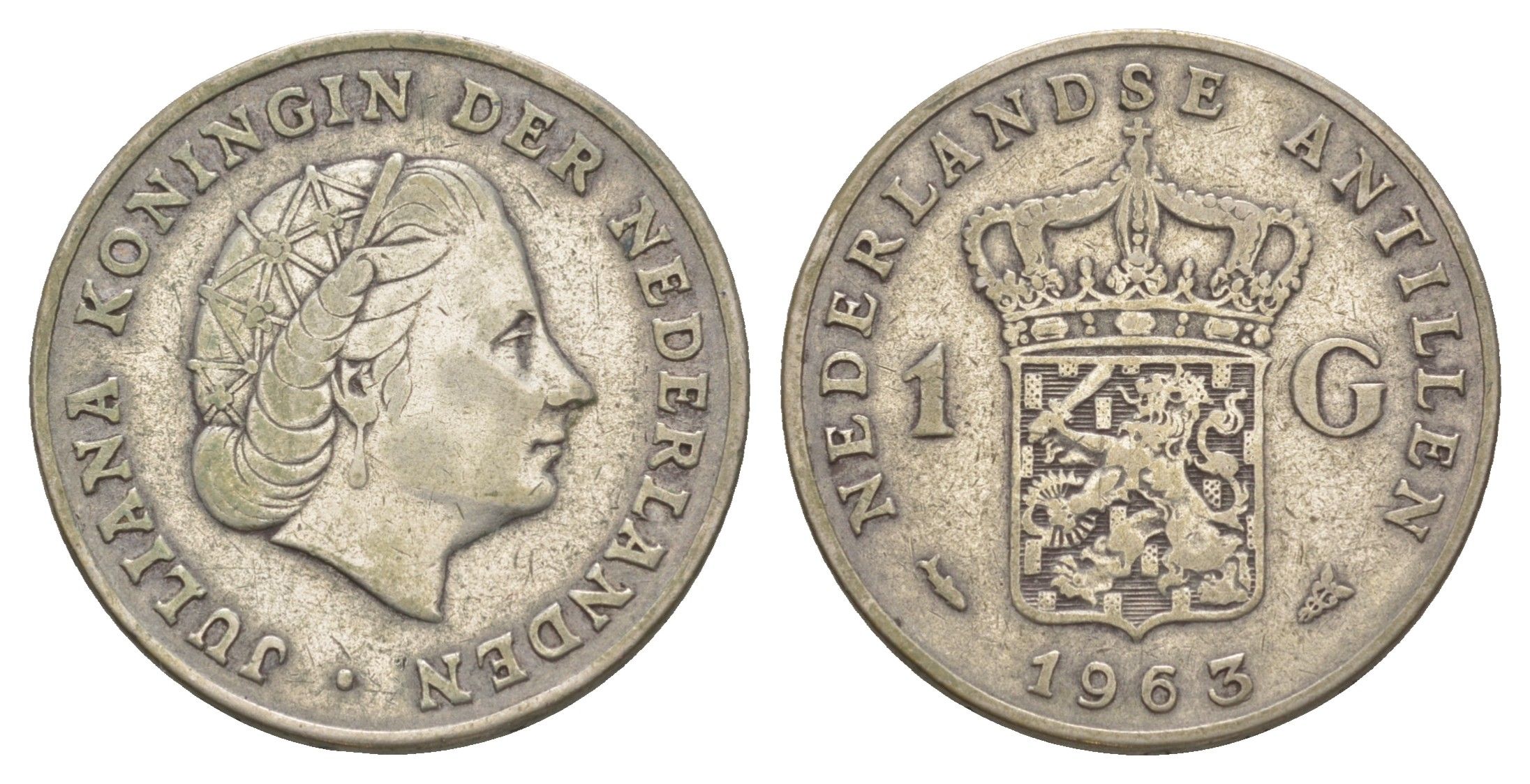 Нидерландские Антильские острова (Нидерландские Антилы) 1 гульден 1963 KM 2 серебро 4646-532