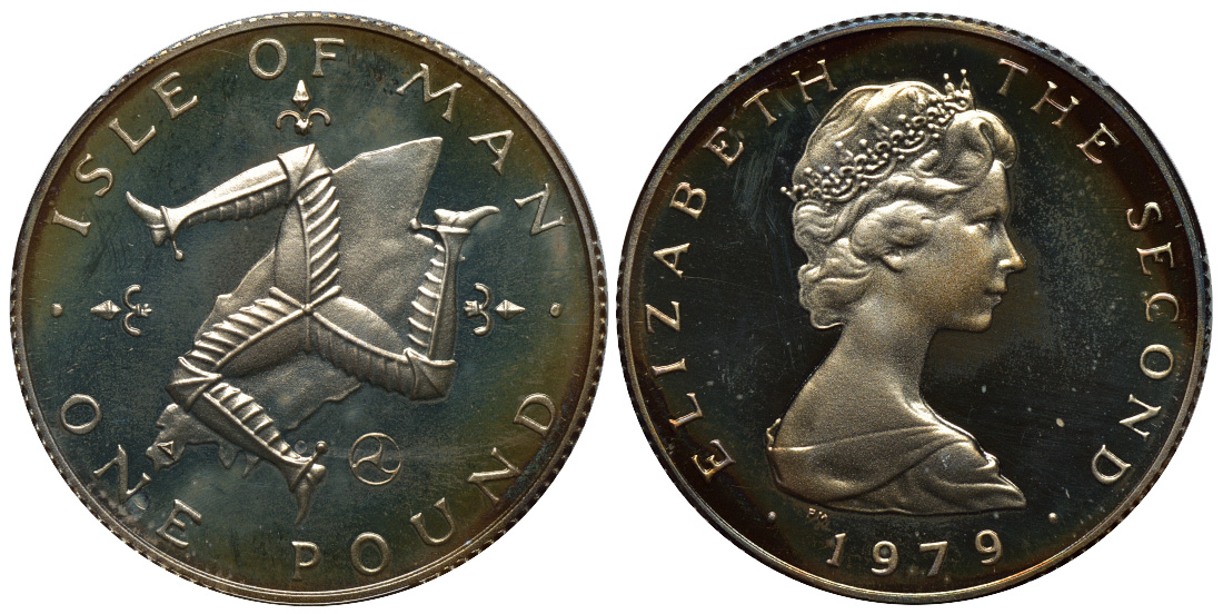 Остров Мэн 1 фунт 1979 Елизавета II (1952-2022), герб КМ 44a серебро PROOF 272-334