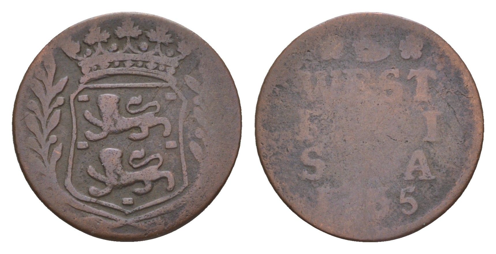 Нидерланды, Голландская Республика, Западная Фрисландия 1 дуит 1765 KM 125 медь 4655-561