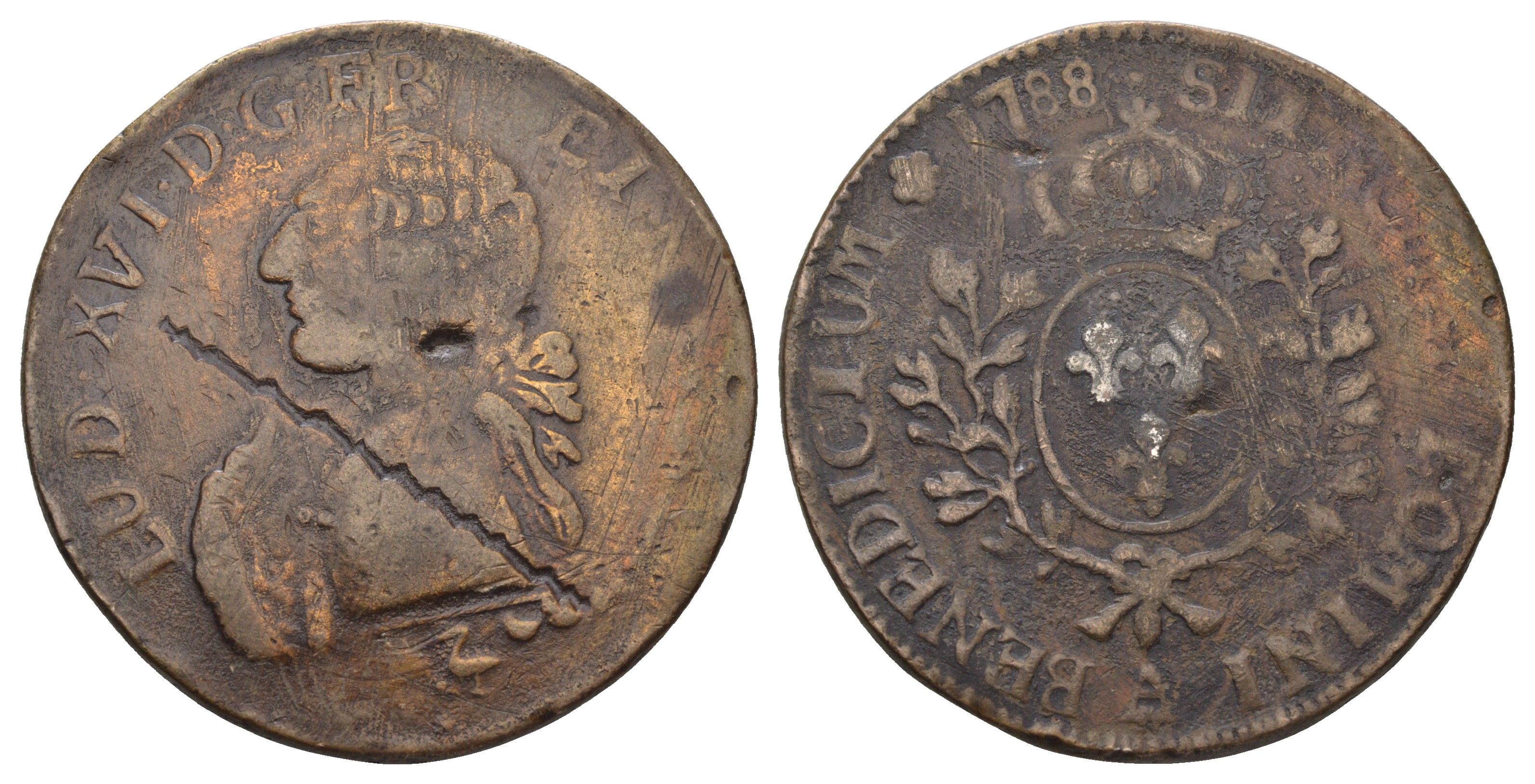 Франция медаль - копия с изображением монеты 1 ЭКЮ тип - KM 564 белый металл 37-422