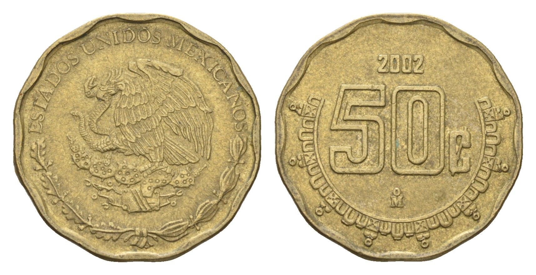 Мексика 50 сентаво 2002 KM 549 алюминиевая бронза 4664-764