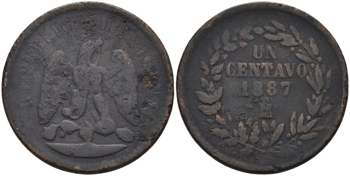 Мексика 1 сентаво 1887 Мо KM 391.6 медь 4586-436