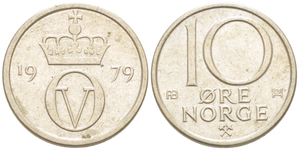 НОРВЕГИЯ 10 ЭРЕ 1979 КМ 416 медно-никель 3955-239