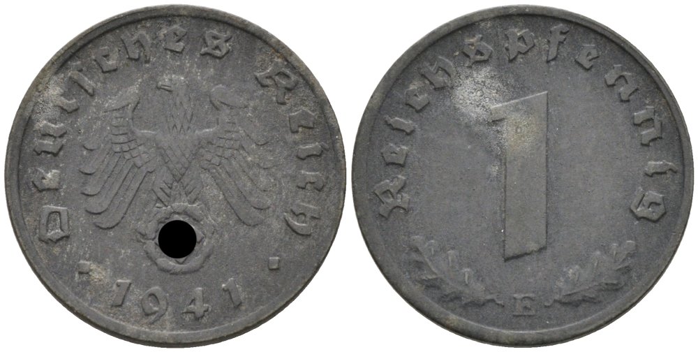 Германия 1 рейхспфенниг 1941 Е KM 97, J. 369 цинк 4567-1047