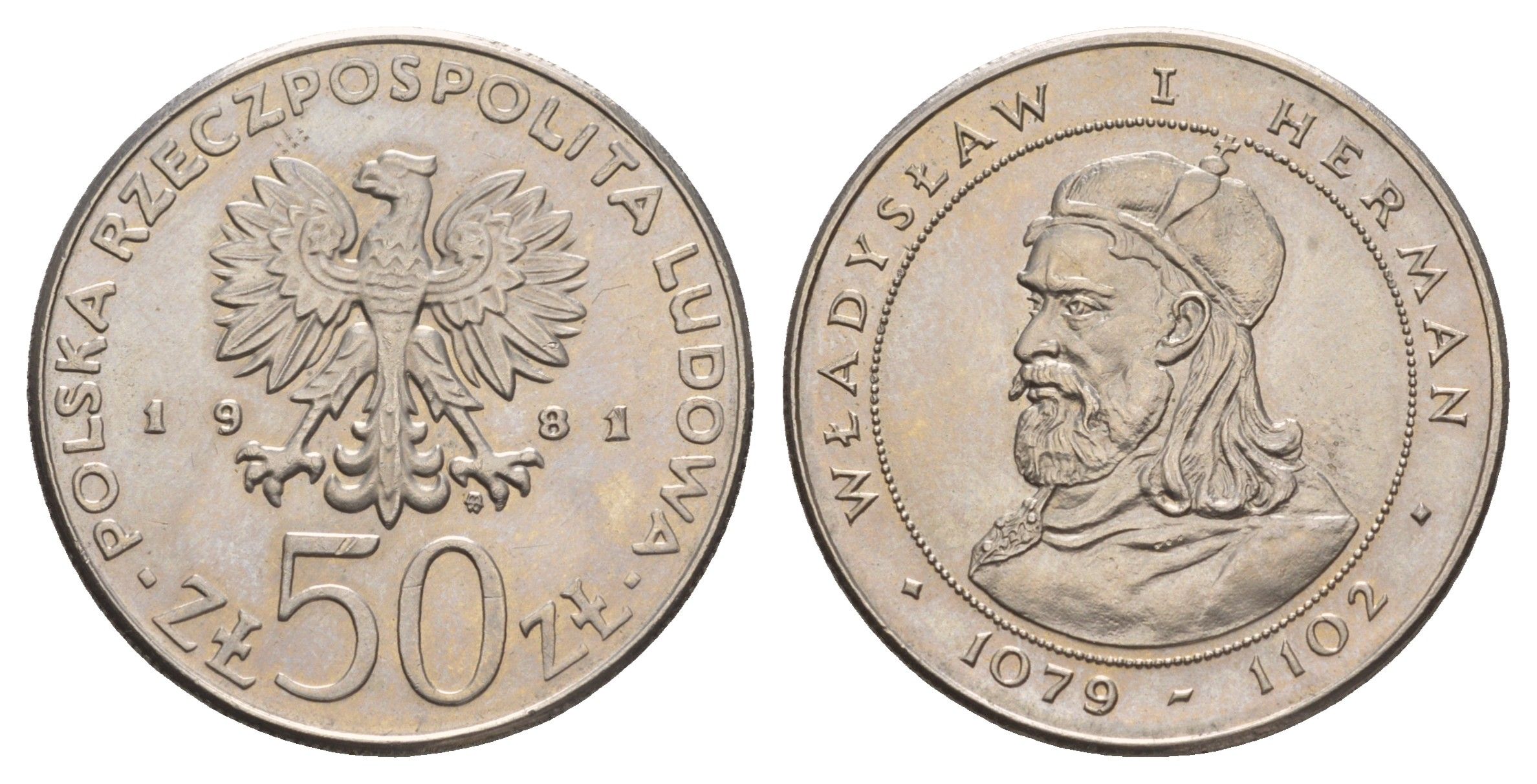 Польша 50 злотых 1981 Польские правители - Князь Владислав I Герман Y 128 медно-никель UNC 4653-721