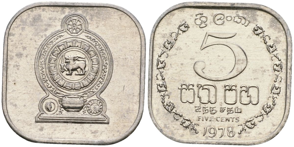 Шри-Ланка 5 центов 1978 KM 139a алюминий 4136-641