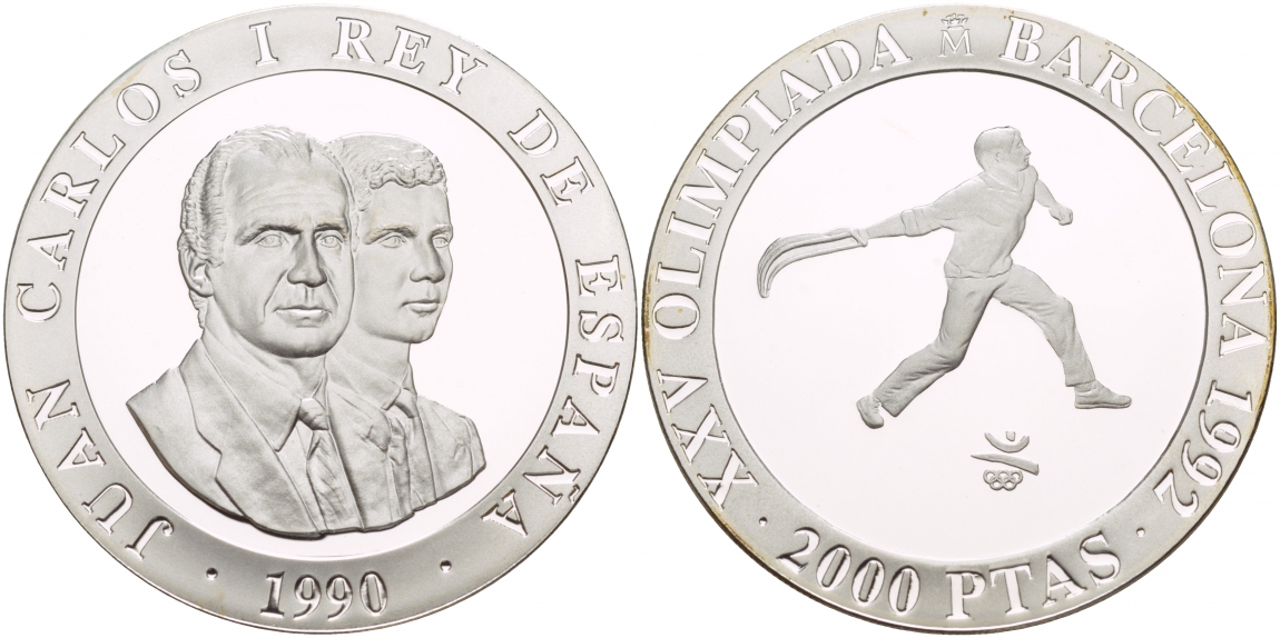 Испания 2000 песет 1990 XXV летние Олимпийские игры 1992 года в Барселоне, сквош KM 867 серебро PROOF 1088-8-64