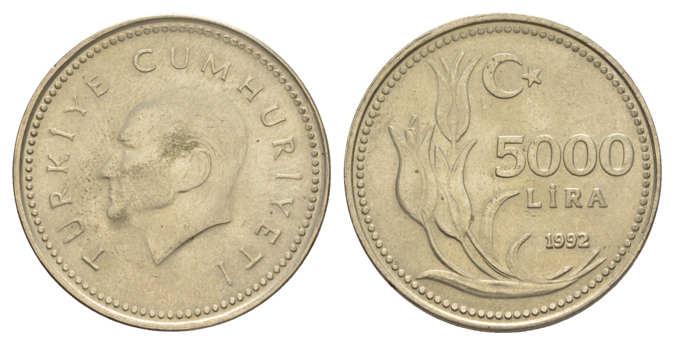 Турция 5000 лир 1992 Кемаль Ататюрк KM 1025 медь цинк никель UNC 4648-853