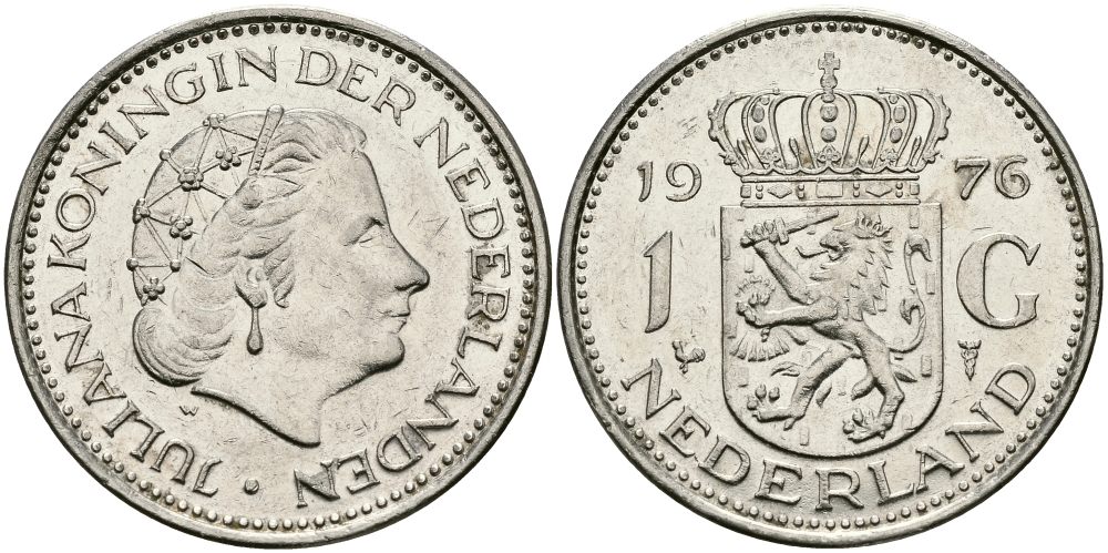 Нидерланды 1 гульден 1976 Юлиана (1948-1980) KM 184а никель 94-641