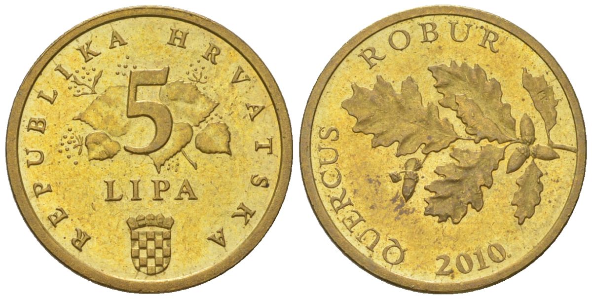 Хорватия 5 лип 2010 четный год KM 15 сталь плакированная латунью  UNC  4124-961