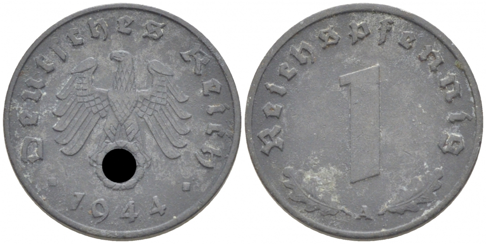 Германия 1 рейхспфенниг 1944 A KM 97 цинк 4396-1148