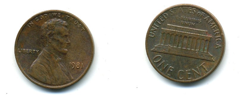 США 1 ЦЕНТ 1981 ЛИНКОЛЬН KM 201 медь цинк 4364-215