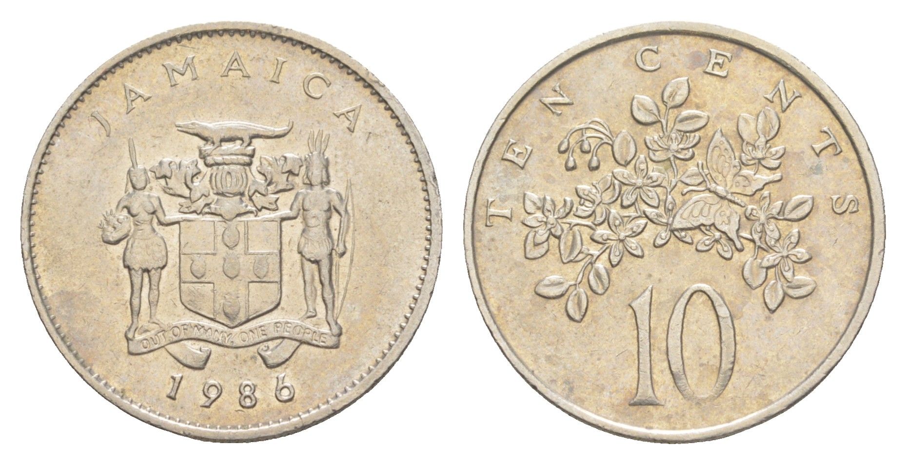 Ямайка 10 центов 1986 KM 47 медно-никель UNC 4642-1022