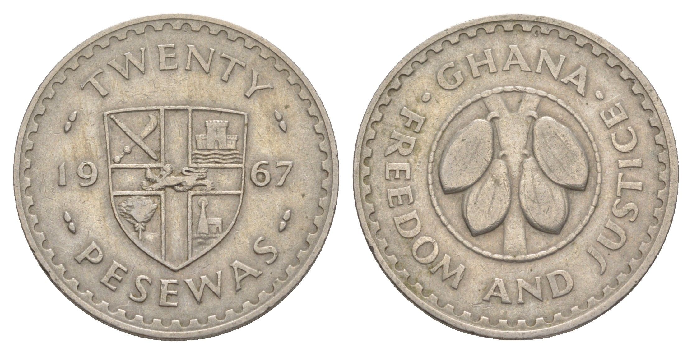 Гана 20 песев 1967 KM 17 медно-никель 4153-1035