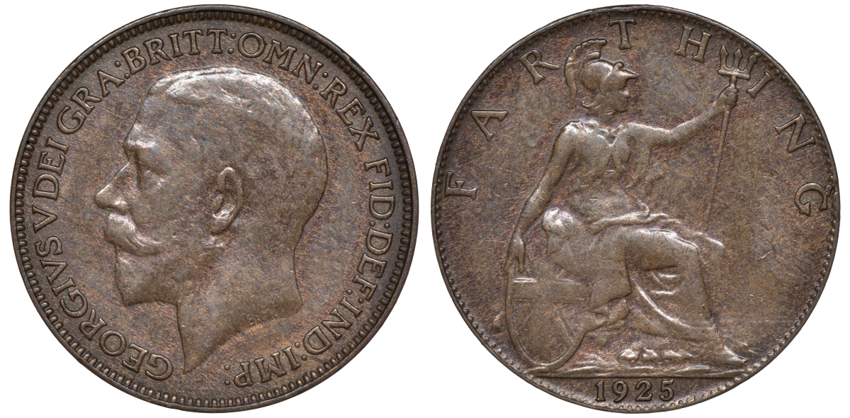 Великобритания 1 фартинг 1925Георг V (1910-1936) KM 808.2, Spink 4060 бронза 4609-1042