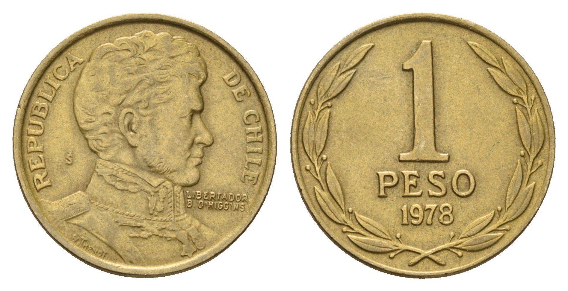 Чили 1 песо 1978 KM 208a алюминиевая бронза 3459-1046