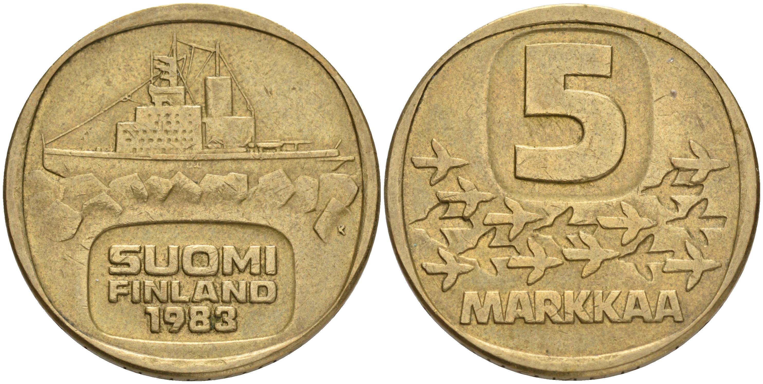 ФИНЛЯНДИЯ 5 МАРОК 1983 K ЛЕДОКОЛ KM 57 алюминиевая бронза 4556-916