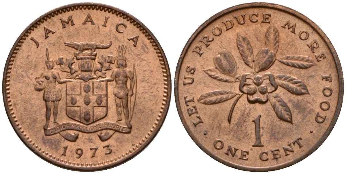 Ямайка 1 цент 1973 ФАО - Давайте производить больше еды KM 52 бронза 4601-755