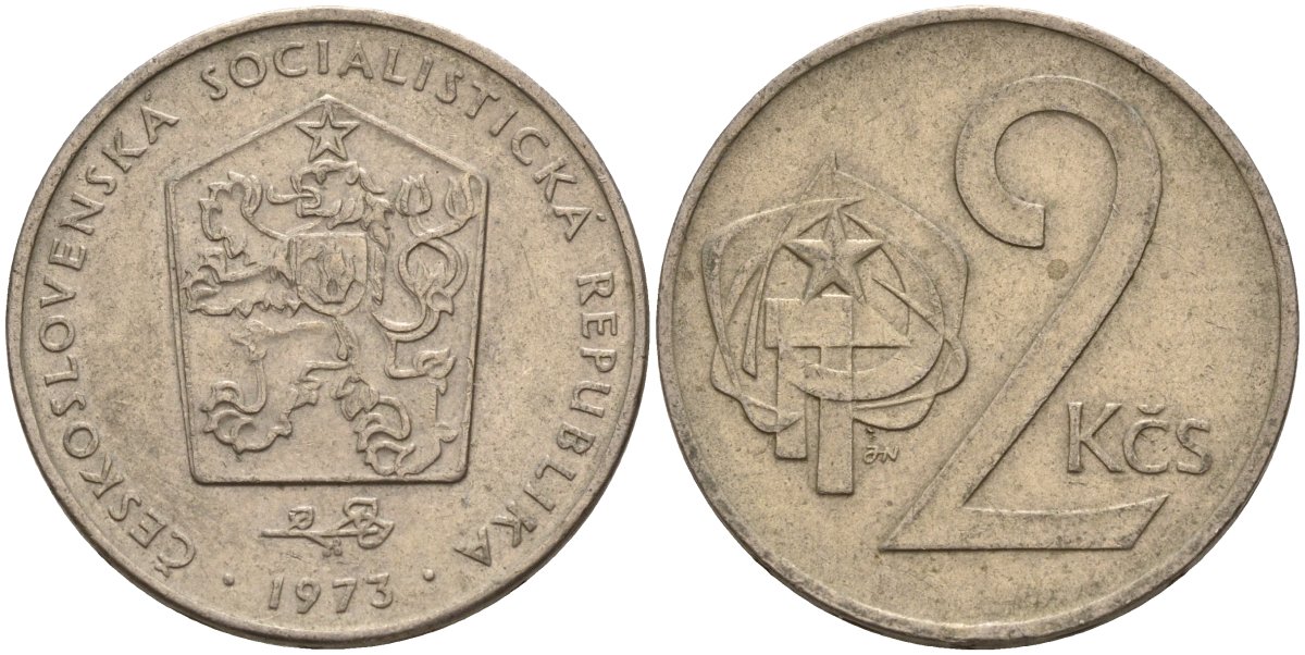 Чехословакия 2 кроны 1973 KM 75 медно-никель 4156-143