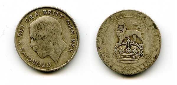 Великобритания 1 шиллинг 1922 Георг V (1910-1936) KM 816a, Spink 4023 серебро 29-856
