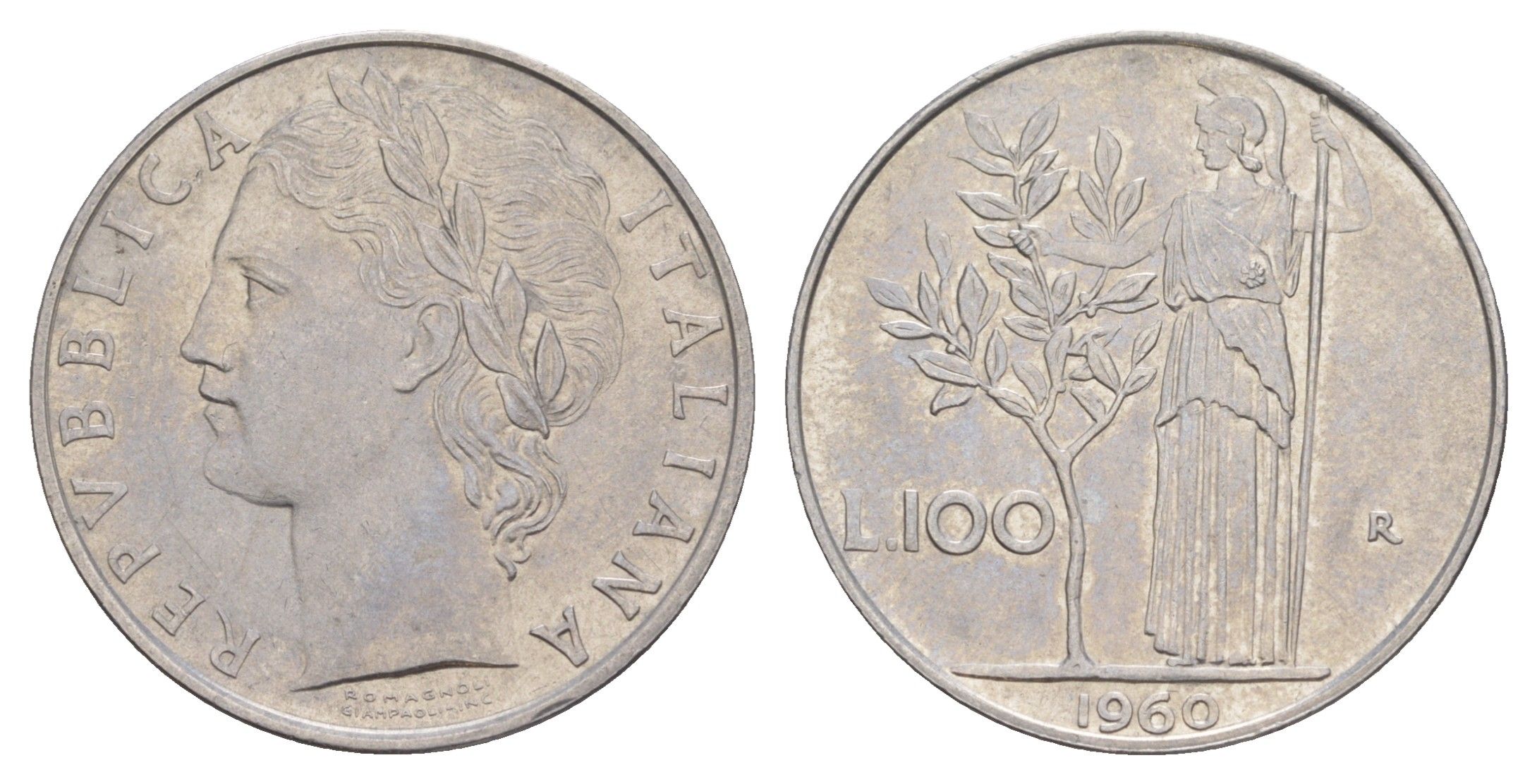 Италия 100 лир 1960 KM 96.1 нержавеющая сталь 4637-456