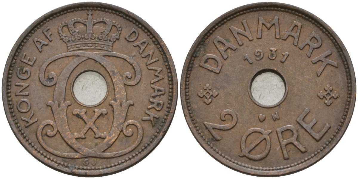 Дания 2 эре 1931 Кристиан X (1912-1947) KM 827 бронза 4147-512