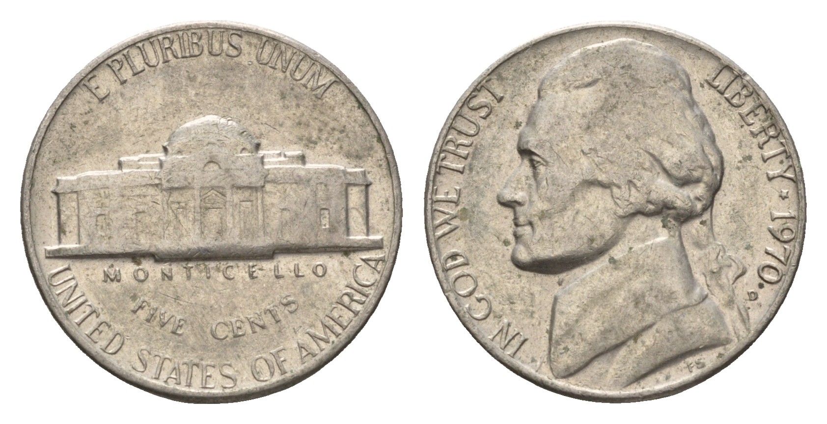 США 5 центов 1970 Джефферсон KM A192 медно-никель 4674-533