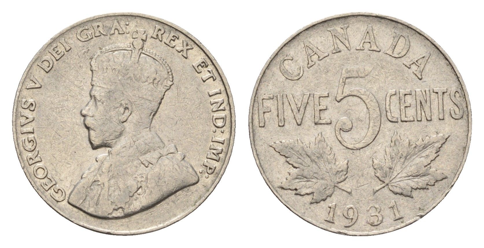 Канада 5 центов 1931 Георг V (1910-1936) KM 29 никель 4679-655