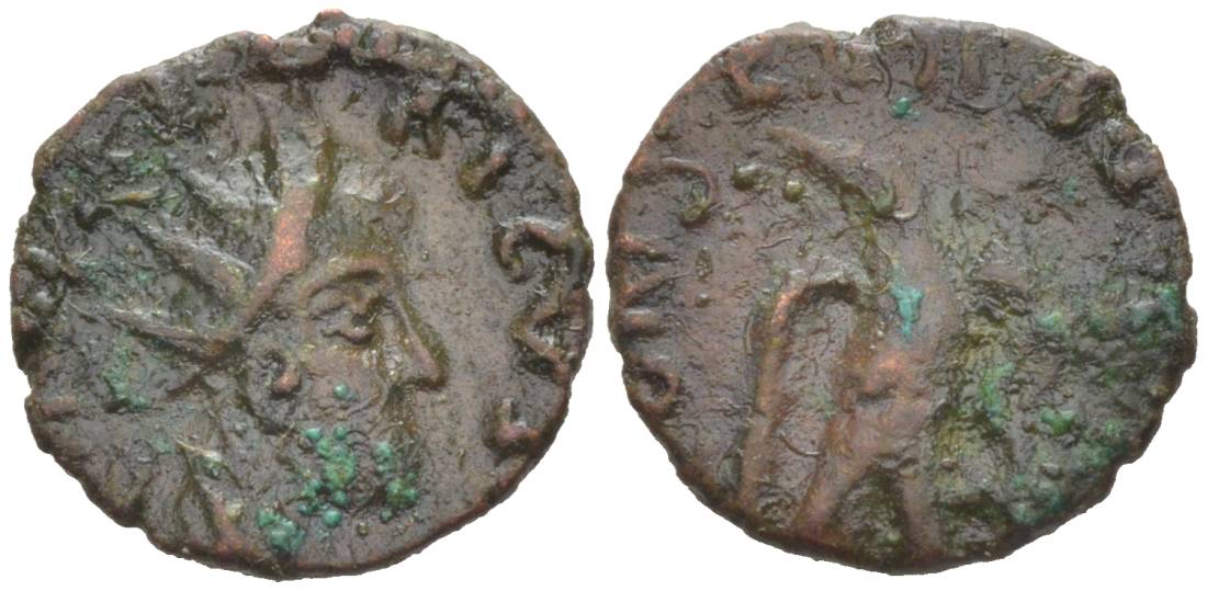 Римская Империя, императоры в Галлии антониниан 274 Тетрик, имитация монетного типа IMP C TETRICVS, бюст императора / CONSECRATIO, орел, локальная чеканка RIC 168 биллон 1073-20-75