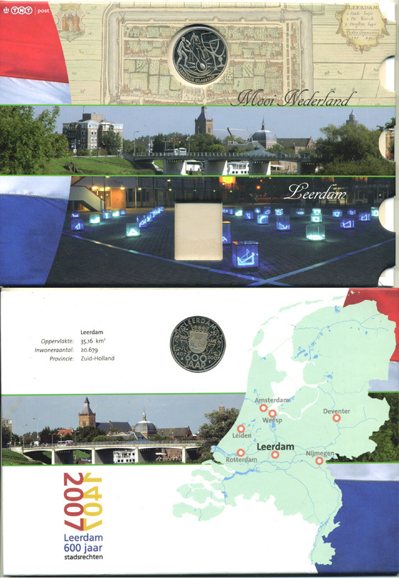 НИДЕРЛАНДЫ ЖЕТОН В БУКЛЕТЕ 2007 СЕРИЯ ГОЛЛАНДСКИЕ ГОРОДА, ПРОВИНЦИЯ ЮЖНАЯ ГОЛЛАНДИЯ, 600 ЛЕТ ГОРОДУ ЛЕЕРДАМУ, СТЕКЛОДУВ UNC 06-081-49
