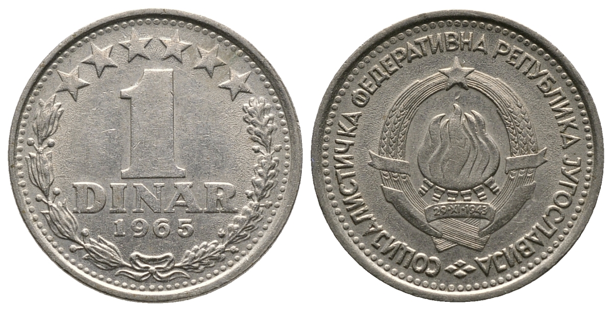 Югославия 1 динар 1965 KM 47 медно-никель 84-211