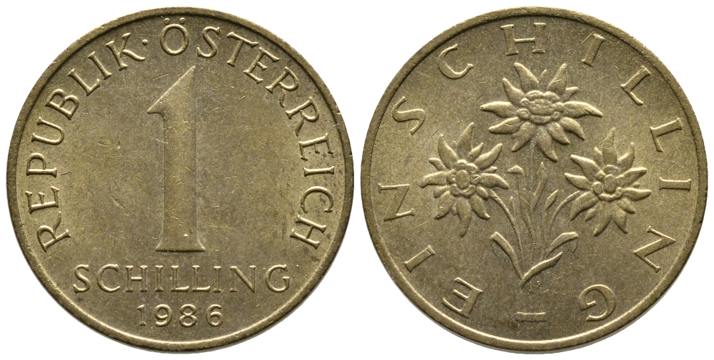 Австрия 1 шиллинг 1986 KM 2886 алюминиевая бронза 53-451