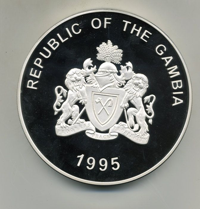 Гамбия 100 даласи 1995 сохраним наш мир, буйволы, 1 килограмм, в оригинальной коробке KM 68 серебро  PROOF 14-01-06-03