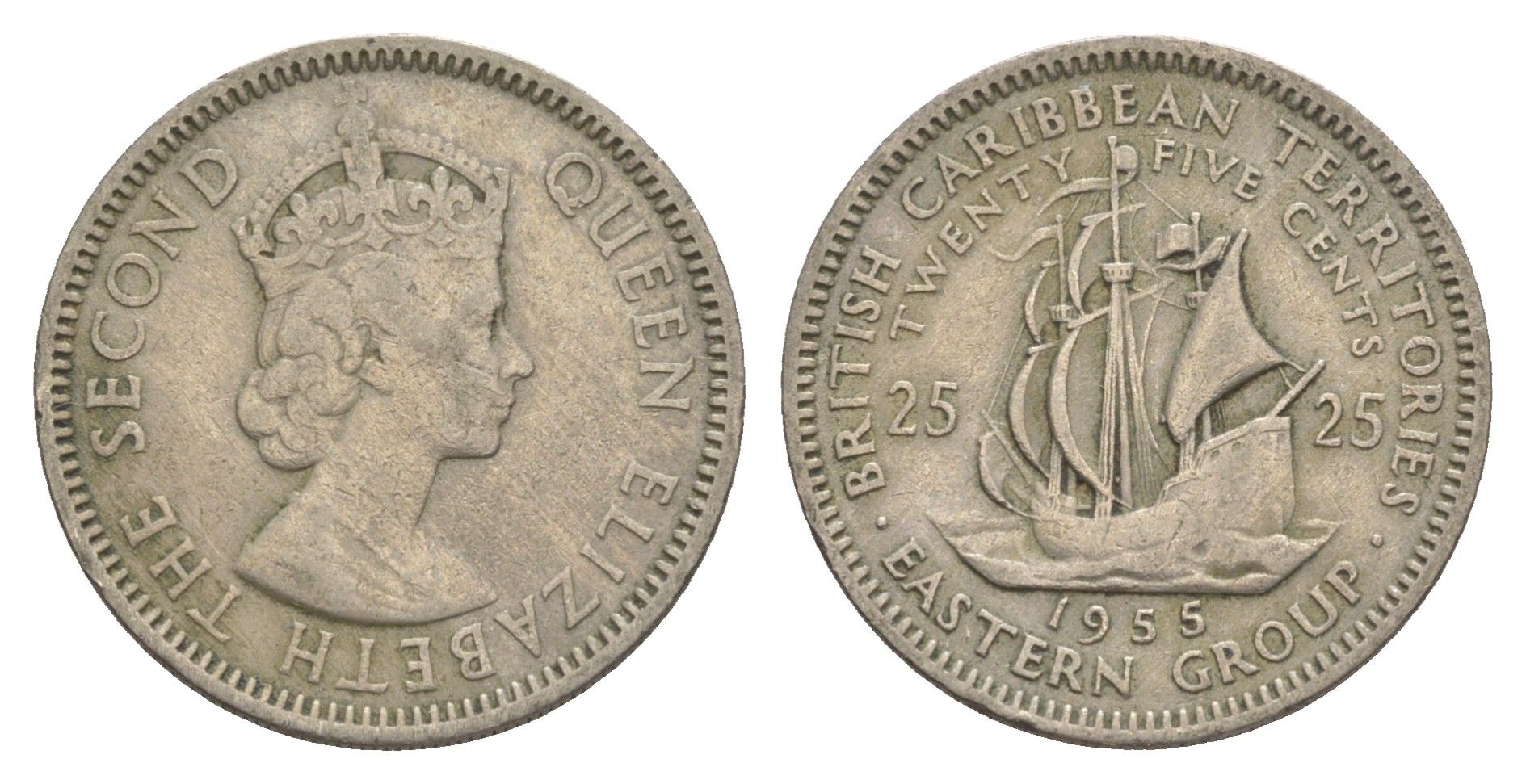 Восточные Карибские острова (Карибы) 25 центов 1955 KM 6 медно-никель 4646-236