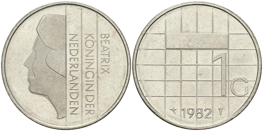Нидерланды 1 гульден 1982 Беатрикс (1980-2013) KM 205 никель 4579-357