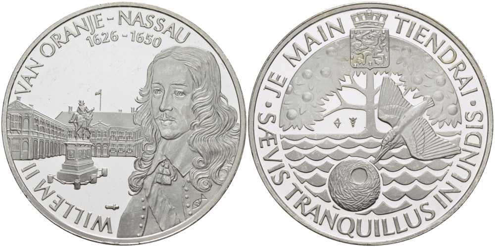 НИДЕРЛАНДЫ МЕДАЛЬ ND ВИЛЛЕМ II (1626-1650), КОРОЛЬ НИДЕРЛАНДОВ И НАССАУ, ДИАМЕТР 38 ММ., ВЕС 25,08 ГР. серебро PROOF 1076-8-23